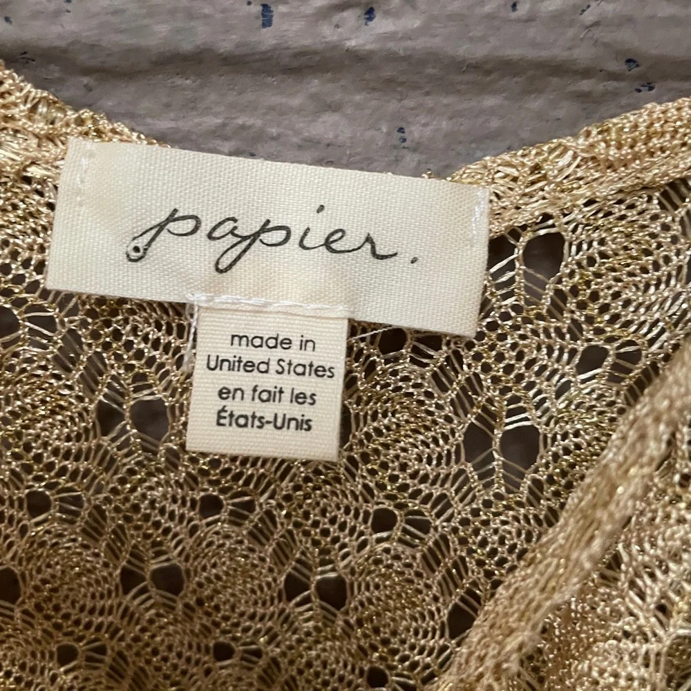 Anthropologie Papier-mâché gold spun tank top S